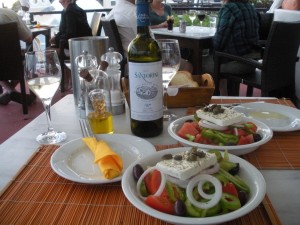 One Day in Santorini - Greek Salad and Santorini Wine One Day in Santorini - Greek Salad and Santorini Wine