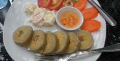 The evil shrimp. It is the white blob next to the weird roll concoction.