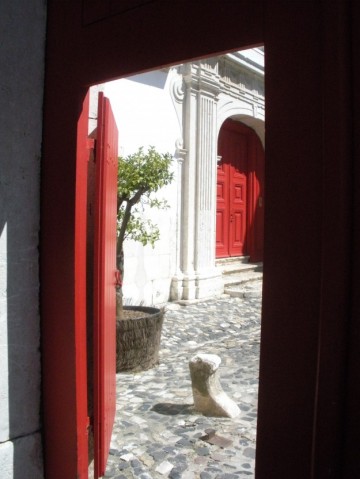Red doors in Lisbon, Portugal.