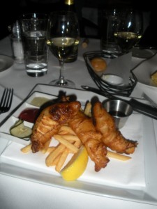 Champagne-battered fish and chips at Market Restaurant in Napa.