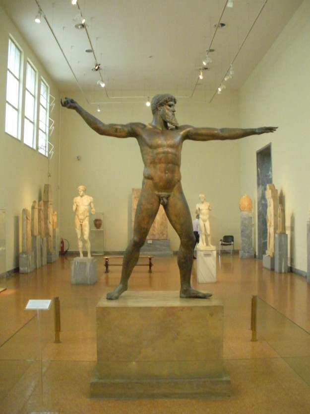 AthensPoseidon One Day in Athens: Bronze statues of Zeus (or possibly Poseidon - the experts can't decide) at the National Archaeological Museum in Athens.