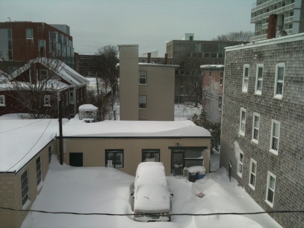 East Coast Snowstorm The east coast got dumped on last night. I feel bad for whoever has to dig that car out from the snow.