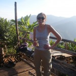 Enjoying the view from the patio of the bamboo hut.