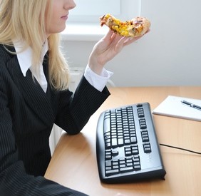 Is this your typical lunch break at work? Get away from your desk! And then take a vacation...