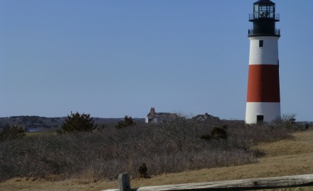 The Nantucket lighthouse...getting ready to greet tourists. But not yet.