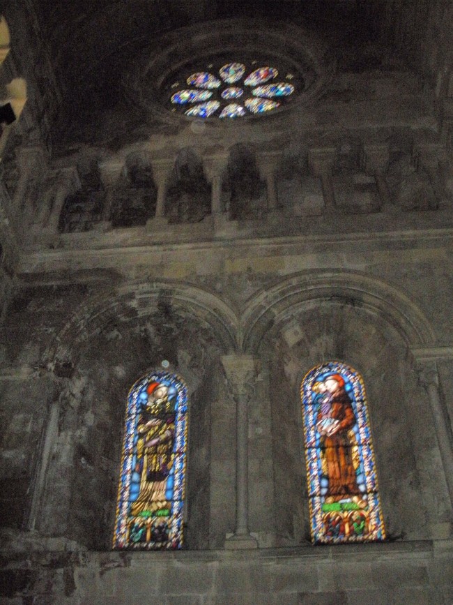 Stained glass windows inside Se Cathedral in Lisbon. 