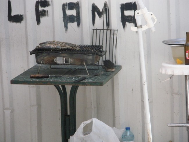 Outdoor grill at a restaurant in Alfama, Lisbon.