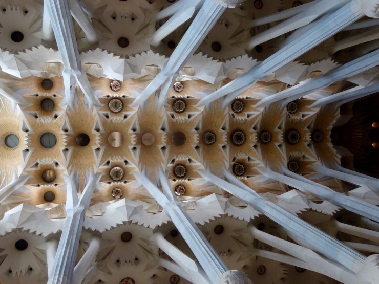 The ceiling of the Sagrada Familia.