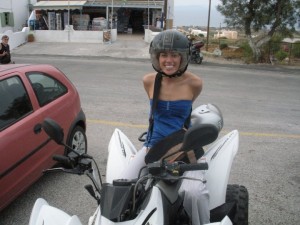 Riding a 4-Wheeler in Santorini