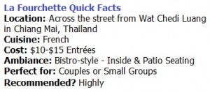 La Fourchette Chiang Mai Quick Tips
