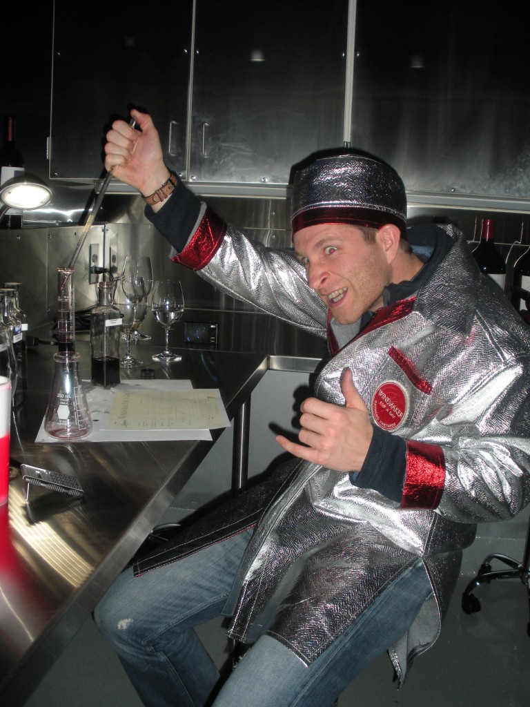 Tom being a wine "mad scientist" at Raymond Vineyards