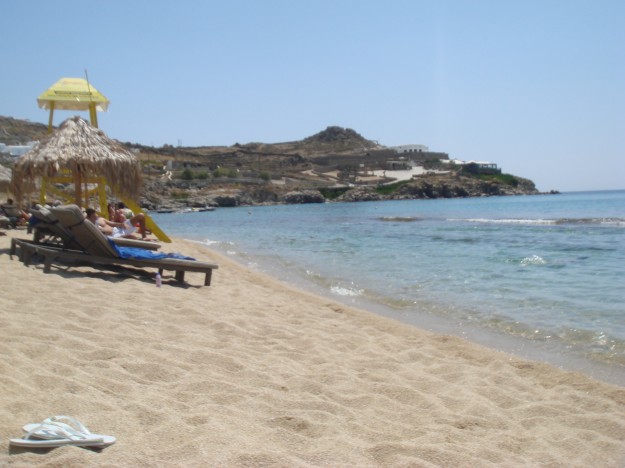 Paradise Beach in Mykonos, Greece