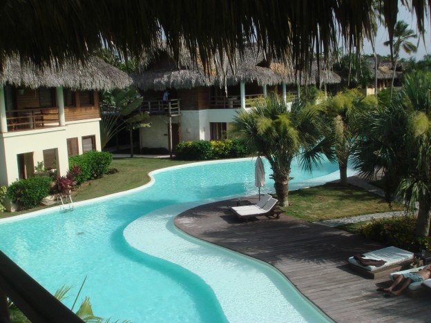 All rooms at Zoetry border the lazy river pool. 