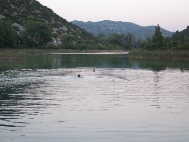 Going for an evening swim in Bacina Lakes.