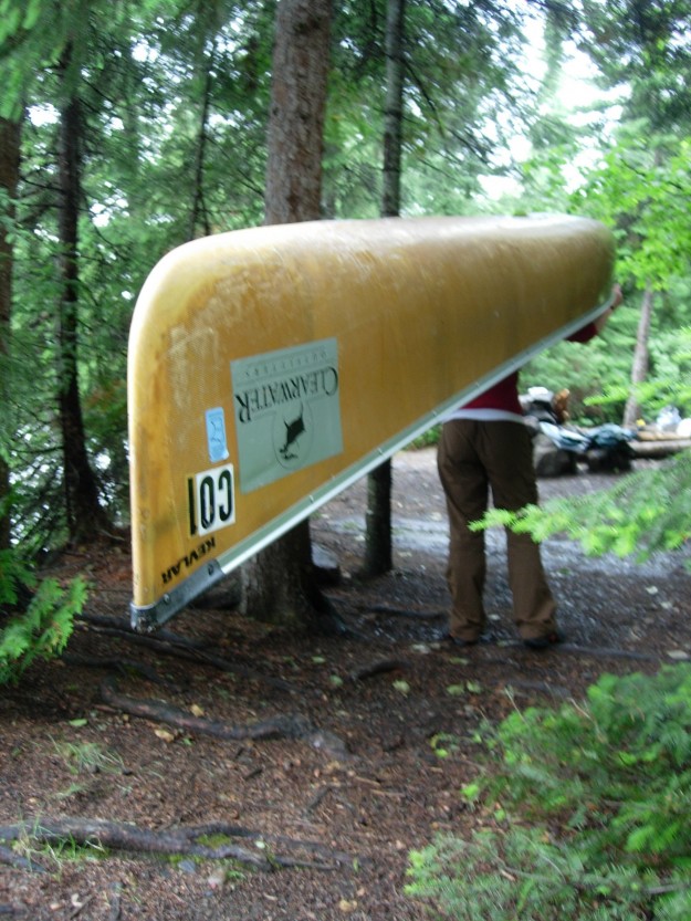 And this is how you carry a canoe throught the forest.