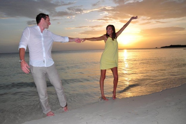Dancing with others can be just as fun and playful, too. Here I am trying to get Tom to dance with me in Jamaica.