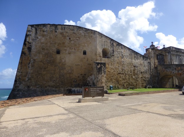 On the way to the upper level entrance to the Castillo San Cristobal fort. 