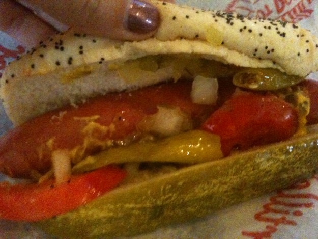 The billions of ingredients in a Chicago style hot dog.