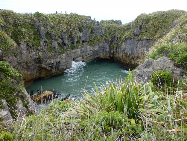 Pancake Rocks, New Zealand: One of the blowhole areas.