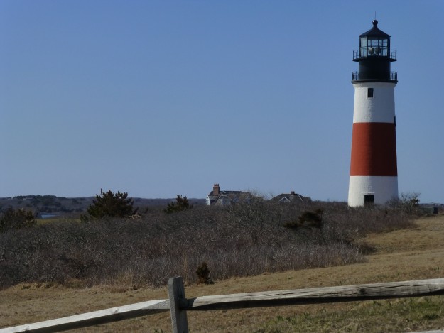 The Nantucket lighthouse...getting ready to greet tourists. But not yet.