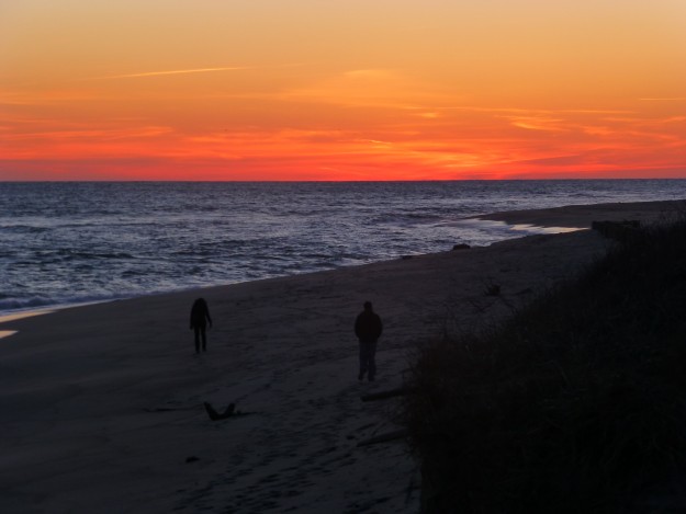 Sunset walk on a Nantucket Beach