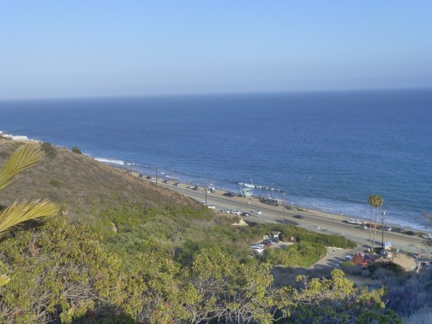 Camping in Malibu: The steep hill next to the campsite looks straight to the ocean below, which is just a short walk to access and swim in. 