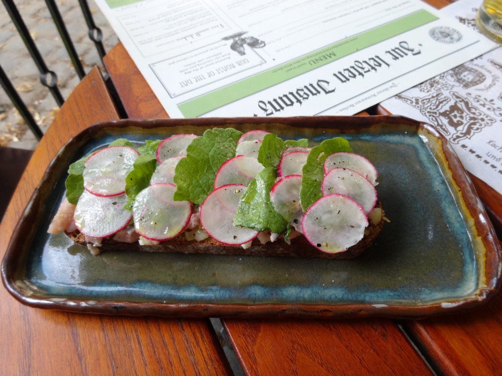 Zur Letzten Instanz Chopped Herring and Onion with Radish Leaves