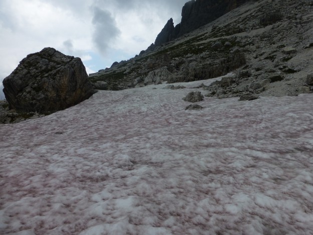 A snowy area by the Tre Cime.