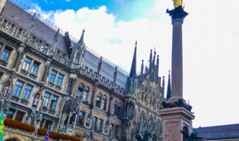 Marienplatz Square in Munich with New Town Hall in the background.