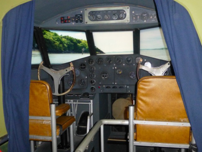 Foynes Flying Boat and Maritime Museum: The cockpit of the air boat -- which you can sit in.