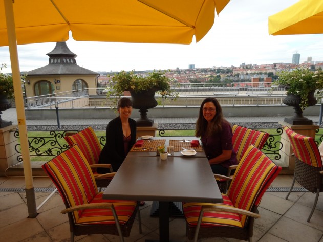 The breakfast patio at Le Palais in Prague. 
