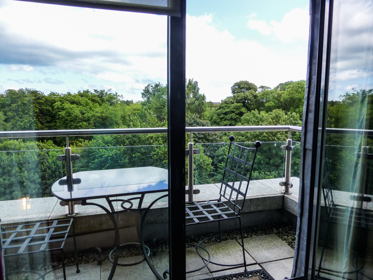 The balcony of my room at the Fitzwilliam Hotel overlooked St. Stephen's Green. My husband and I really enjoyed having morning coffee and a drink before dinner on this balcony.