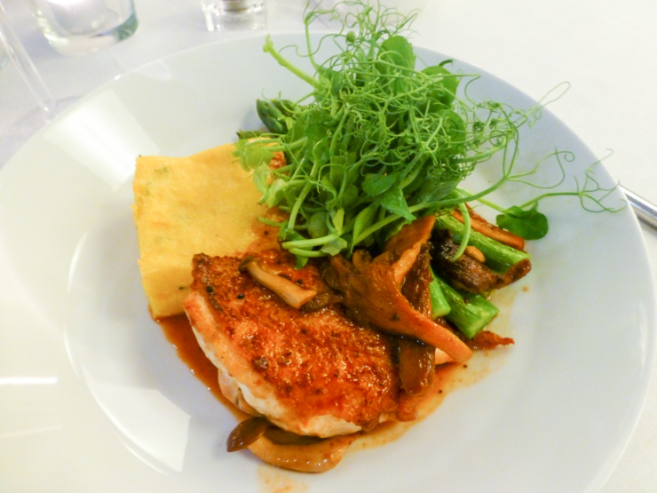 Farm to table chicken entree with polenta at Citron, Fitzwilliam Hotel's sophisticated restaurant. 