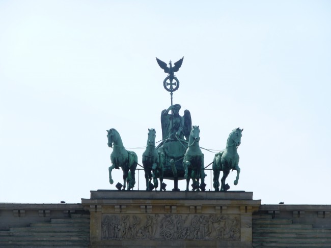 The Quadriga atop Brandenburg Gate in Berlin. 