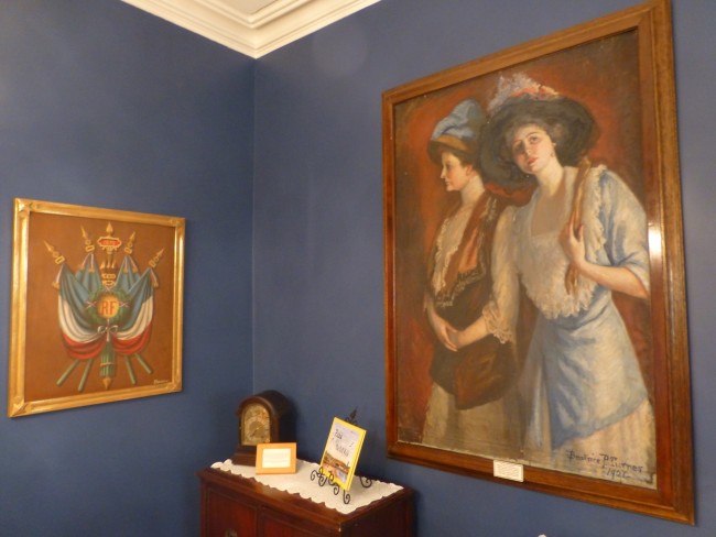 Painting of Adele and Beatrice Turner at Cliffside Inn in Newport, Rhode Island. 