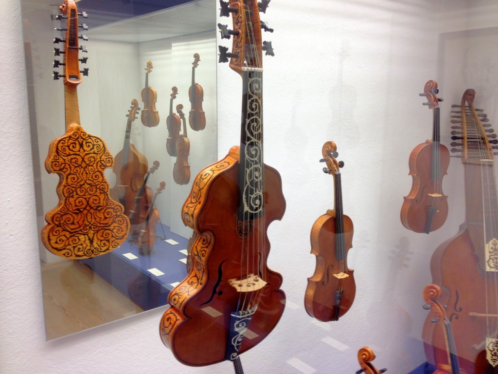 The Geigenbaumuseum in Mittenwald also has interesting looking violins on display like this one. 