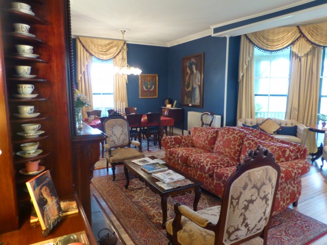 Teacups in the sitting room at Cliffside Inn in Newport, RI.