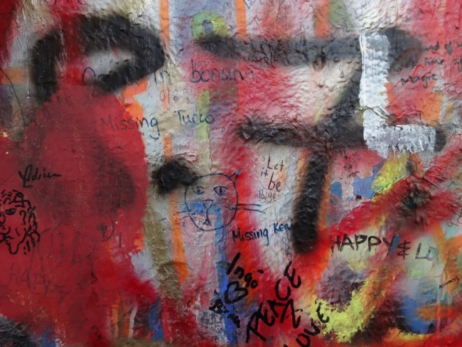 John Lennon Wall in Prague: Can't go wrong with a cat drawing.