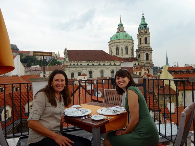 Dining at Coda Restaurant on the rooftop of Aria Hotel in Prague.