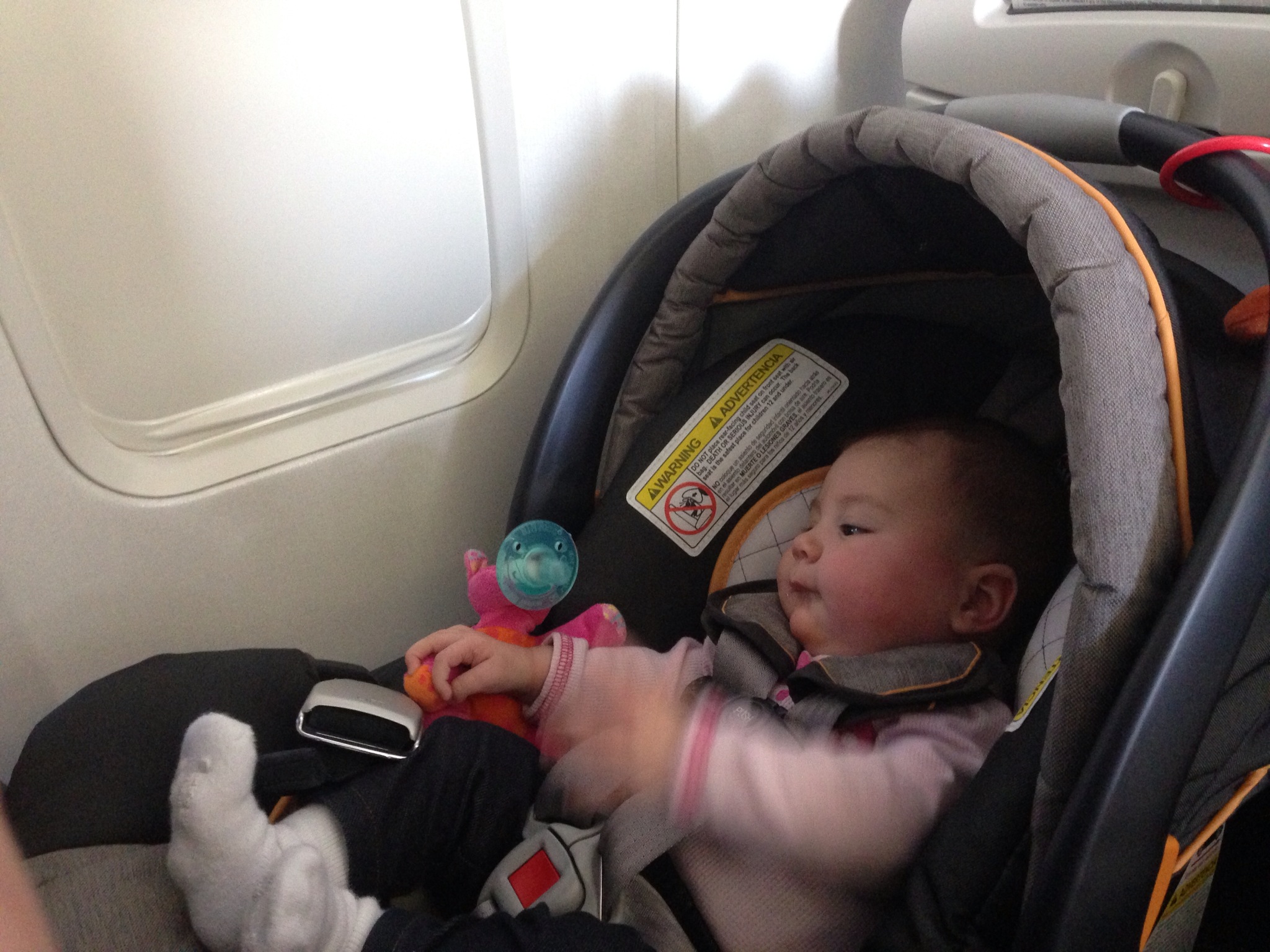 car seat and stroller on airplane