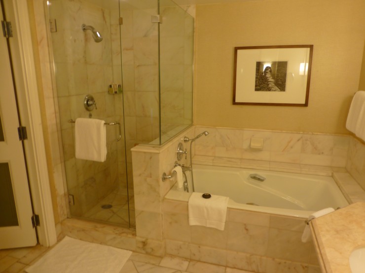 Separate tub and shower at Maui Four Seasons.