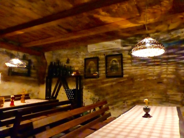 Basement wine tasting area at Pinjata. 