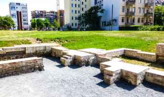 A residential remnant at the Berlin Wall Memorial.