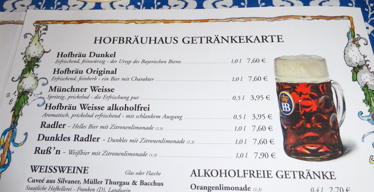 Hofbrahaus Beer Menu