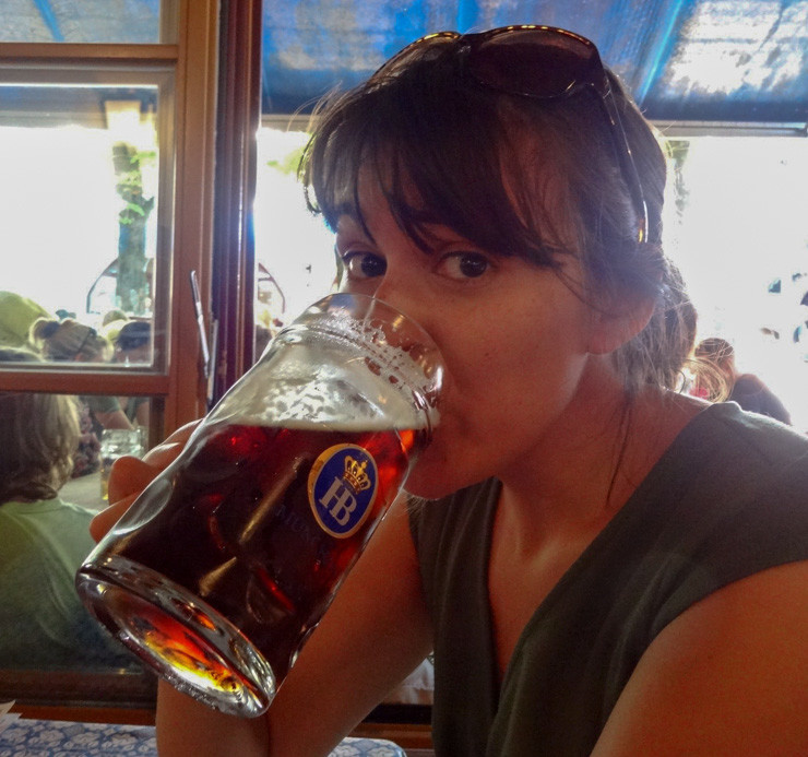 Drinking beer in Munich at Hofbrahaus