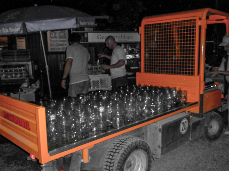 The beer gardens are so epic in Munich they need trucks to transport all the used beer mugs from the tables. 