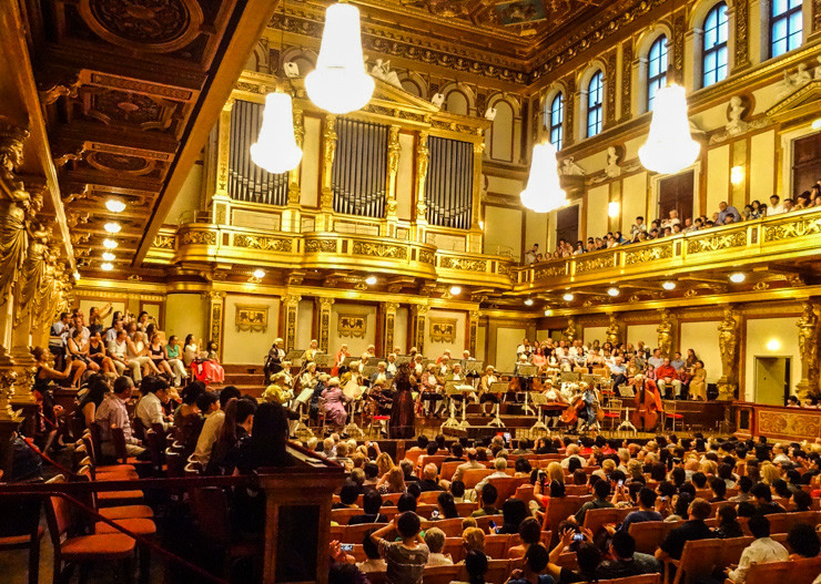 Our elevated seats to the side of the Musikverein stage. 