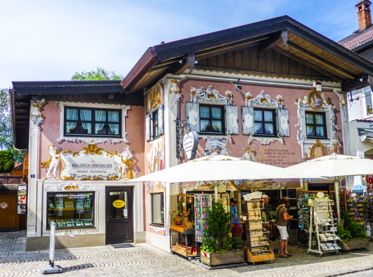 Even the shops are cute and frescoed in Oberammergau, Germany