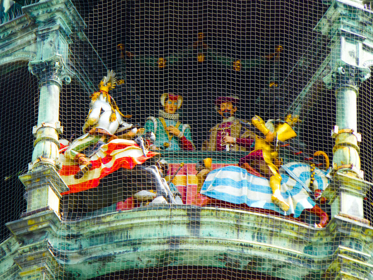 Marienplatz Clock: The jousting figurines were my favorite at the Glockenspiel in Munich's Marienplatz Square.