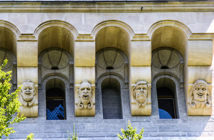 Faces on the side of Neuschwanstein Castle in Bavaria, Germany